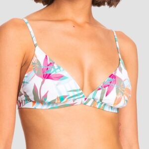 Roxy triangle bikini swim top white tropical size XS